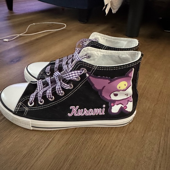 Black and Purple Kids Kuromi High-Top Sneakers - Picture 1 of 5